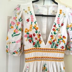 Anthropology floral embroidery dress
